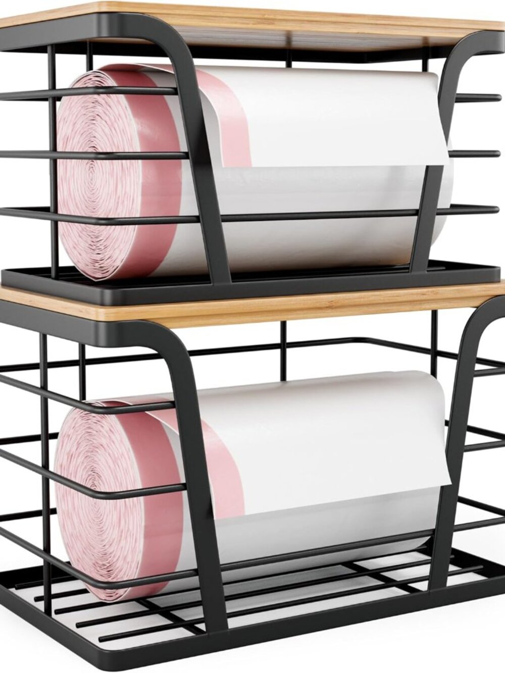 2 Pack Stackable Storage Laundry Kitchen Organizers, Wall Mount Trash Bag Holder
